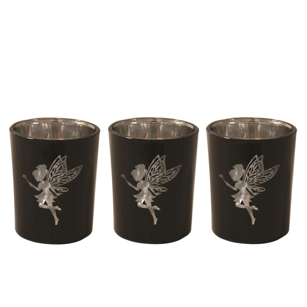Aroma Black & Silver Fairy 3 Tealight & Votive Holder Set £6.29